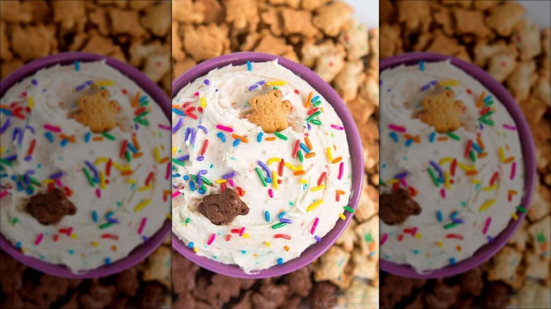 Homemade "Dunkaroo" dip with Teddy Graham crackers and sprinkles