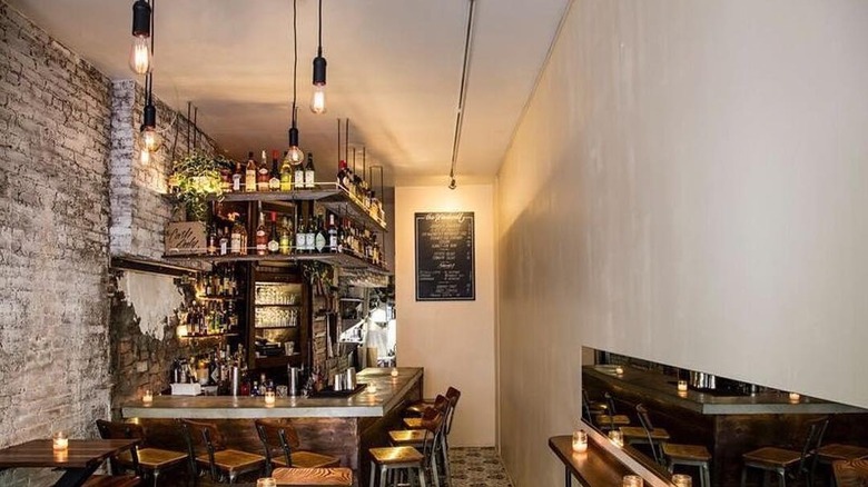 The empty interior bar area of Le French Diner in New York City