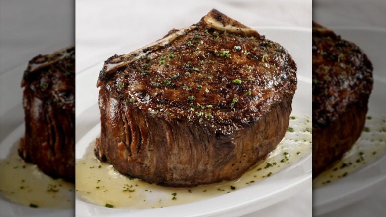 The Bone-In Filet from Ruth's Chris served by itself on a plate.