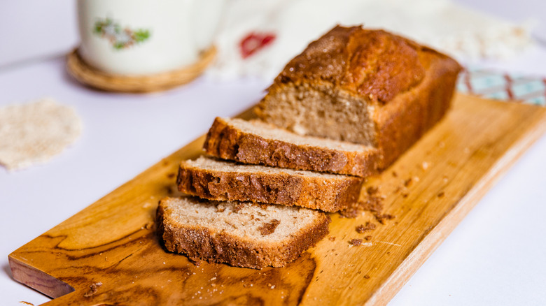 Sliced loaf of Amish friendship bread