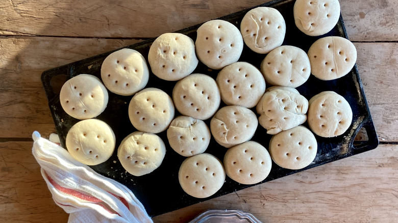 Tray of beaten biscuits