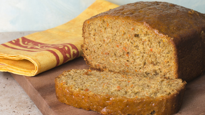 Carrot bread on cutting board