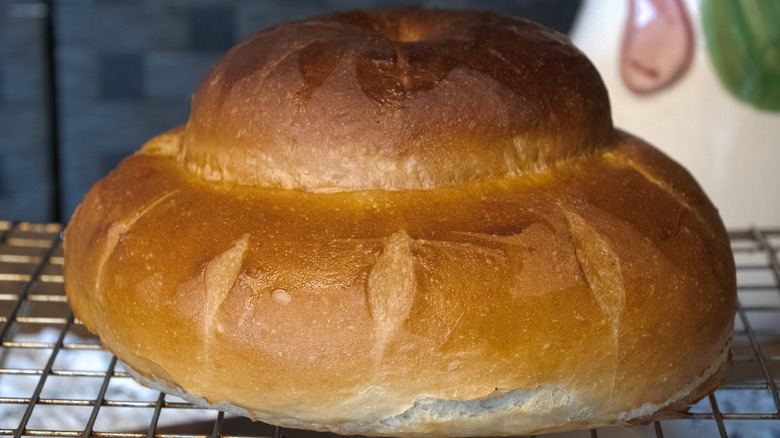 Cottage loaf on cooling rack