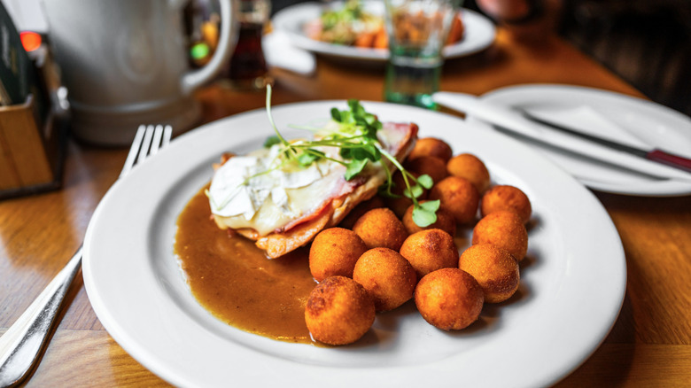 Fried croquettes on a white plate