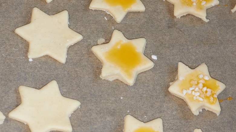 Sour cream star cookies with coarse sugar