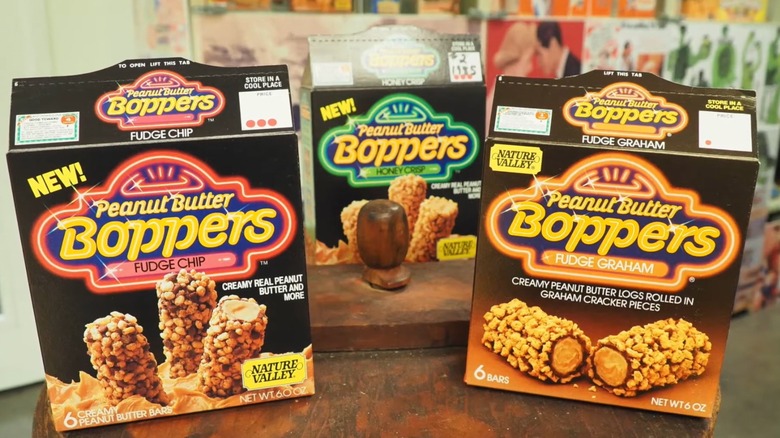 Peanut Butter Boppers various boxes featured on commercial TV ad