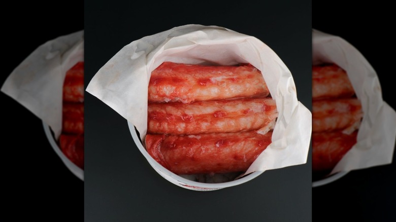 Top view of open can of king crab legs from Chatka brand