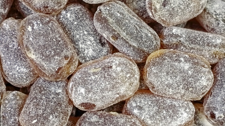 A close view of horehound hard candy