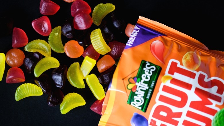 An open packet of Rowntree's Fruit Gums.