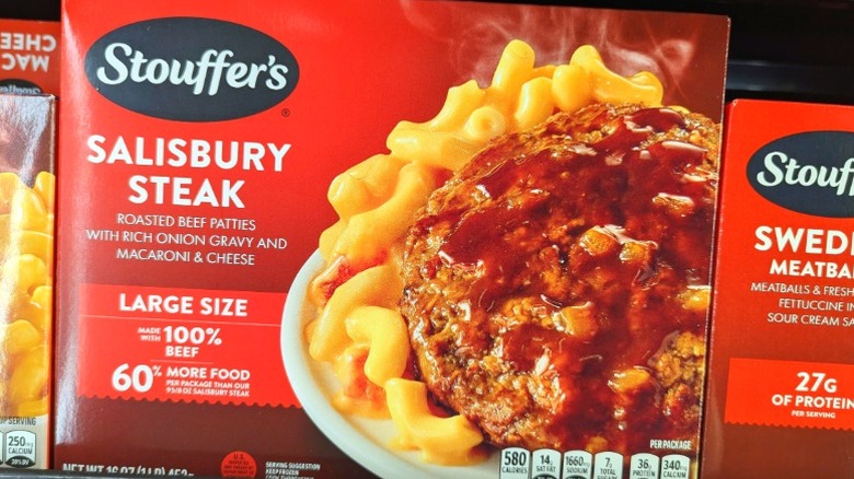 Stouffer's Salisbury Steak for sale in a supermarket.