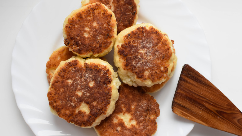 small pancakes on a white plate
