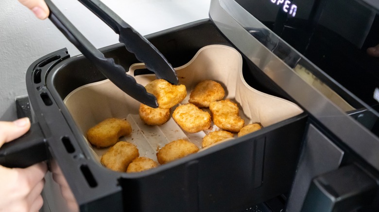 Nuggets cooked in an air fryer