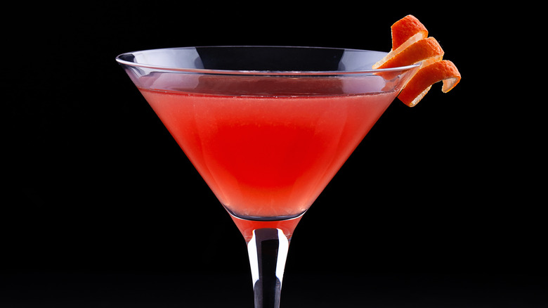 Cocktail with a orange peel garnish