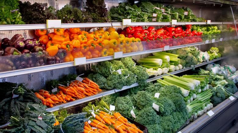 Fully stocked produce section at grocery store