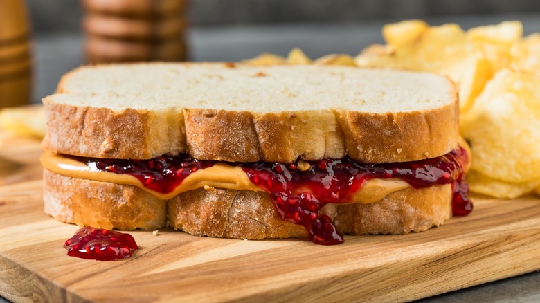 Peanut Butter and Jelly Sandwich with Chips