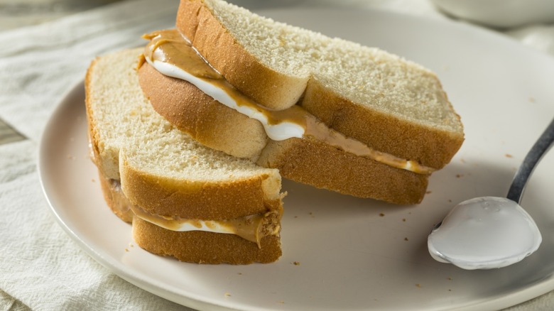 Homemade Fluffernutter Marshmallow Peanut Butter Sandwich