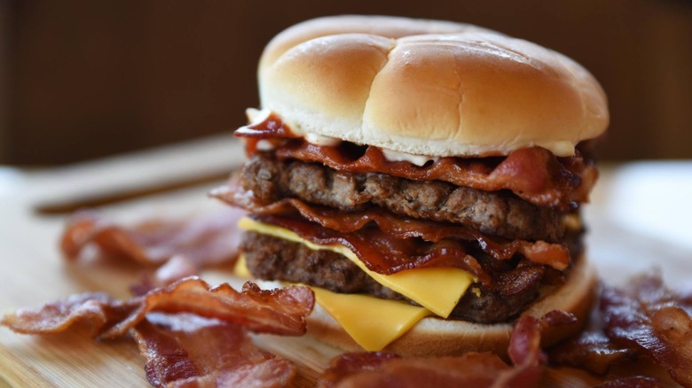 Wendy's Baconator with bacon strips