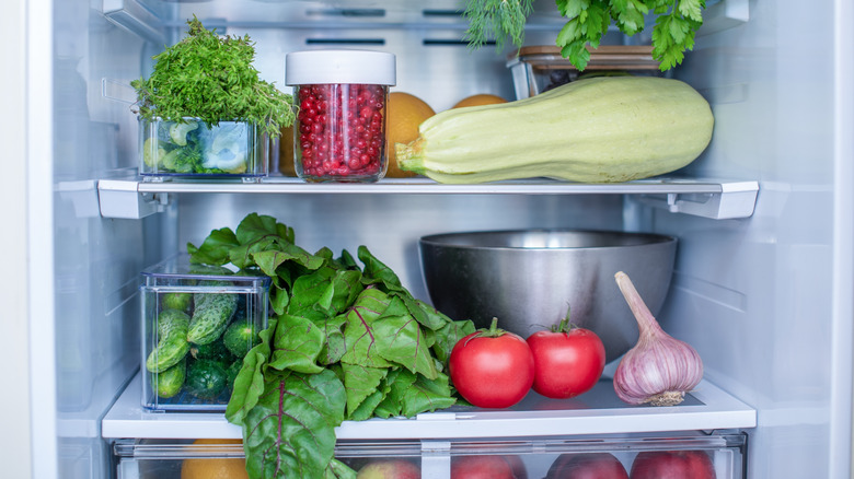 A fridge interior filled with produce