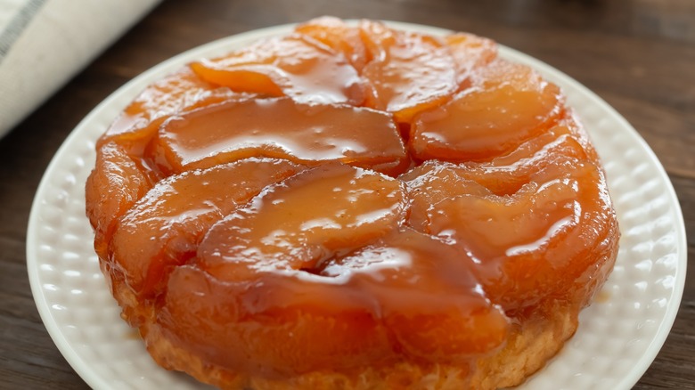 Homemade tarte tatin on a plate