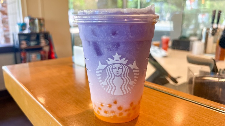Close-up of a Starbucks butterfly drink