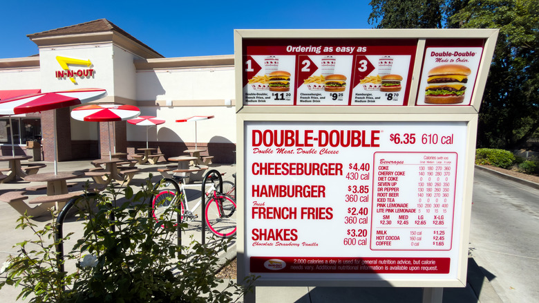 A picture of the order menu at an In-N-Out drive-thru