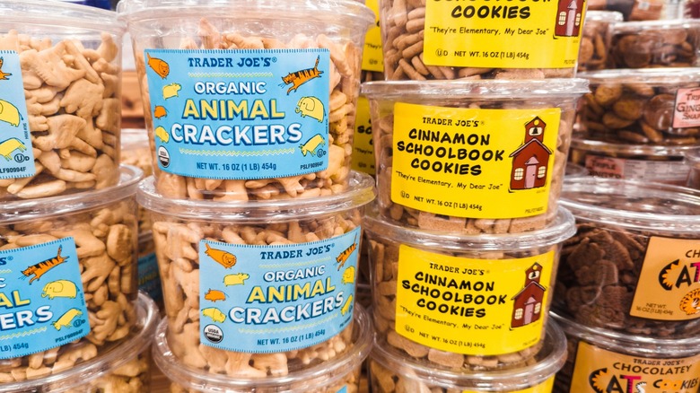 Animal Crackers and Cinnamon Schoolbook Cookies On Shelf at Trader Joe's