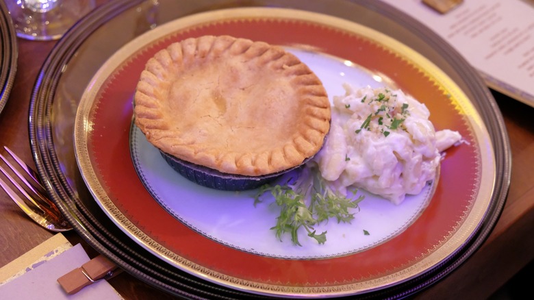 Marie Callender's pot pie on a plate served at the restaurant