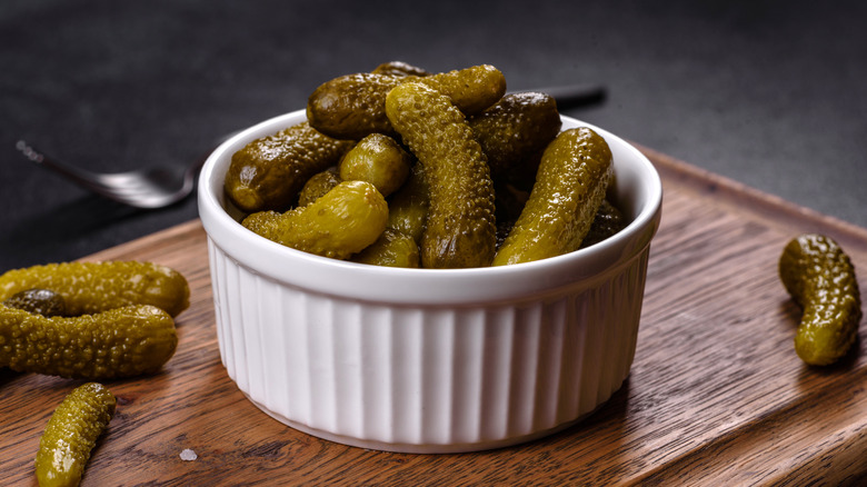 pickles in ramekin
