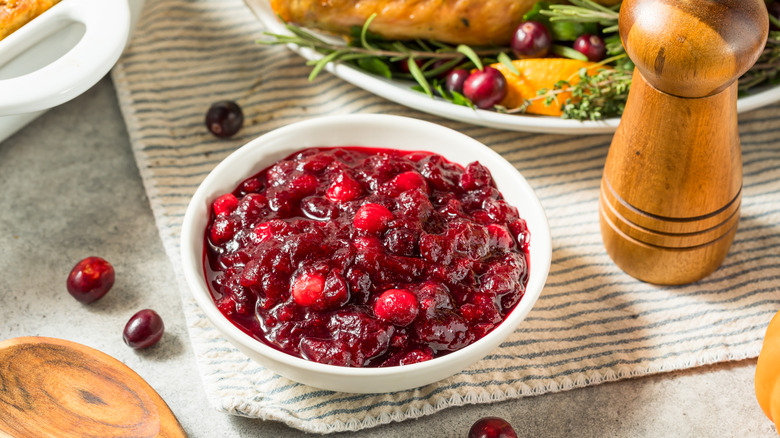 Healthy homemade Thanksgiving cranberry sauce as a side dish