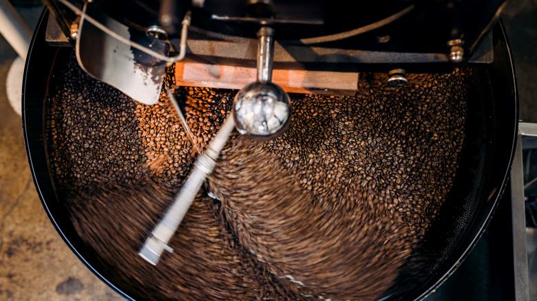 Coffee beans being roasted