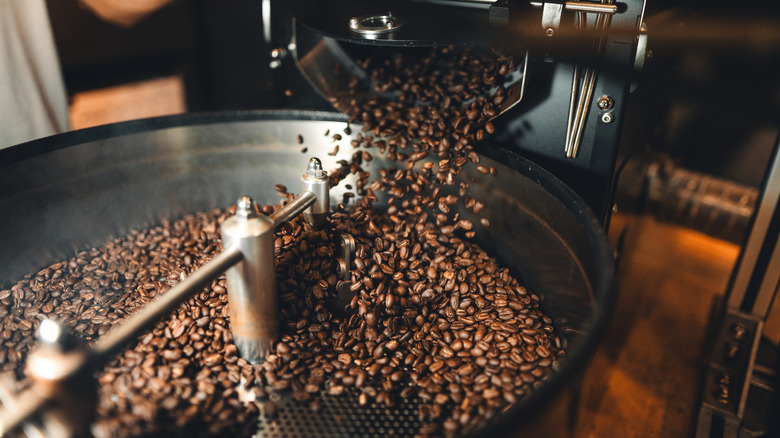 Coffee beans in coffee roaster