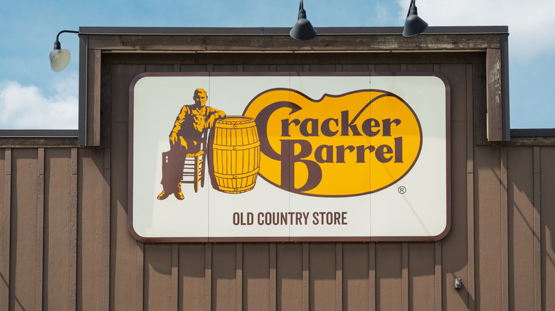 A close up picture of the Cracker Barrel, old country store logo