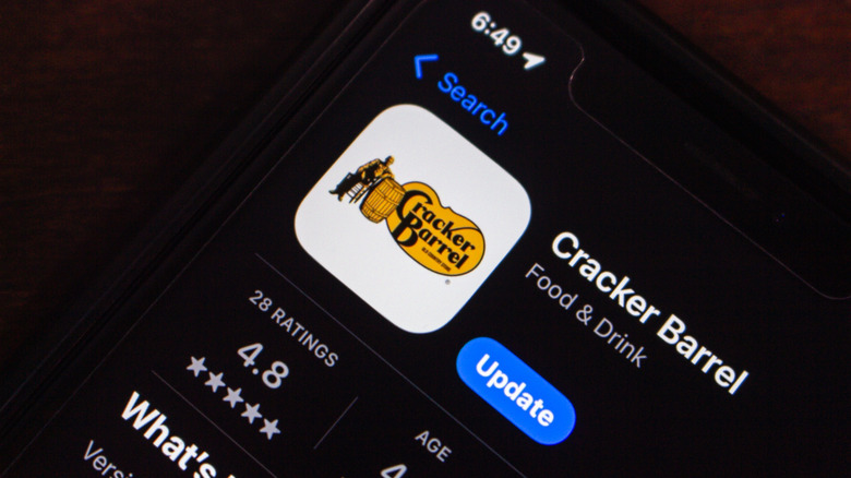 A close up of the Cracker Barrel application icon, on an android phone