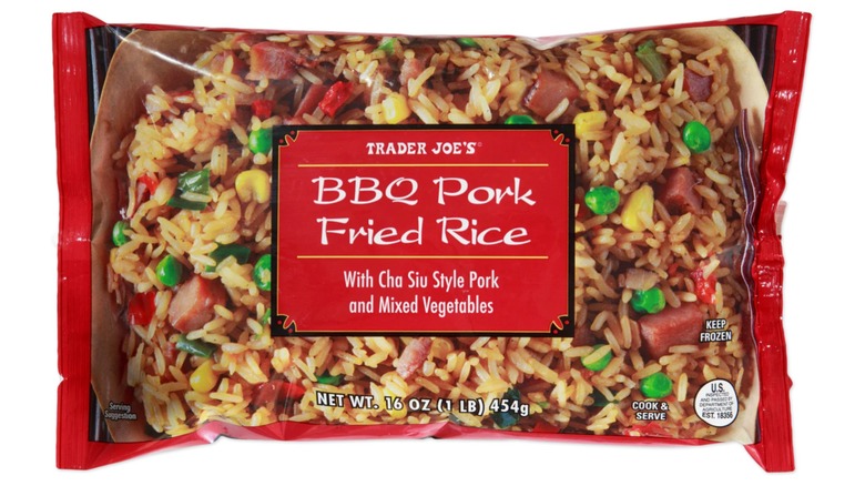 A package of Trader Joe's BBQ Pork Fried Rice.