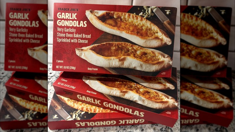 Three boxes of Trader Joe's Garlic Gondolas
