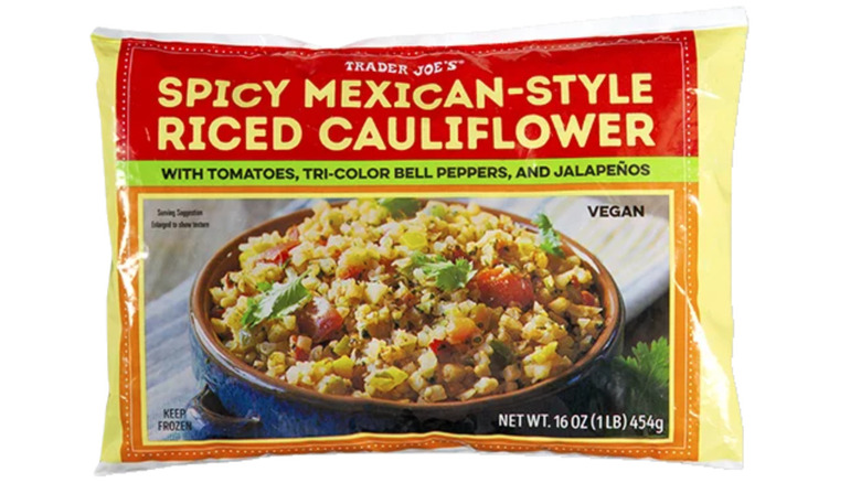 A package of Trader Joe's Spicy Mexican-Style Riced Cauliflower.