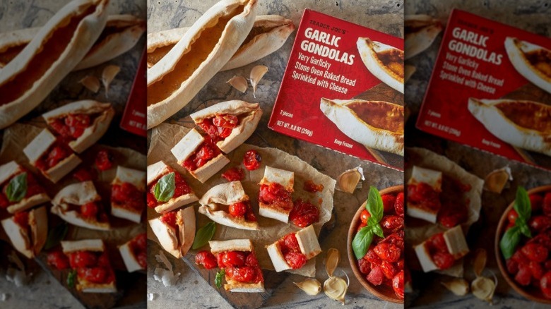 Trader Joe's Garlic Gondolas cut into quarters