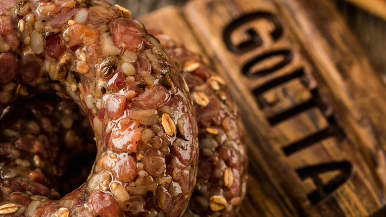 extreme close-up of goetta sausage