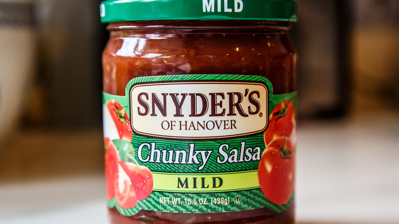 Snyder's of Hanover brand mild Chunky Salsa in a glass jar