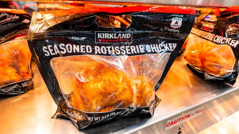 Costco Kirkland Signature Poultry Department Fresh Meat Section With Rotisserie Chicken Hot Display Heater Shelf
