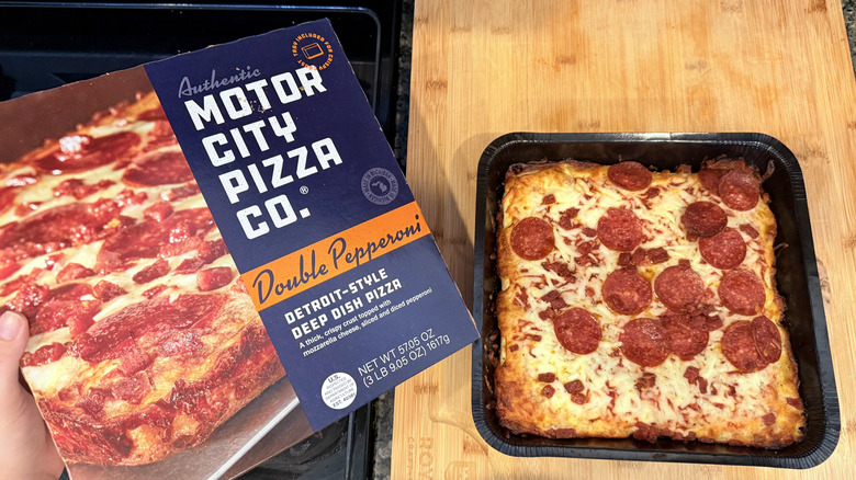 Cooked Motor City Pizza Co. pizza and box
