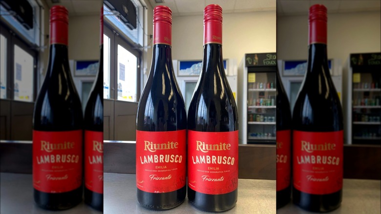 Bottles of Riunite Lambrusco