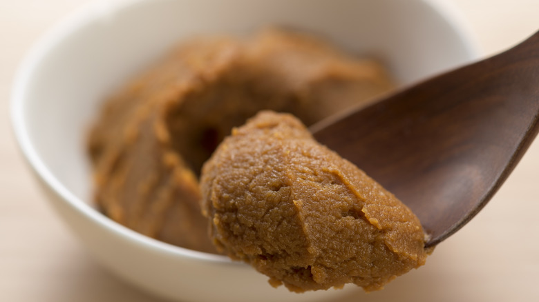 Miso is a traditional Japanese seasoning produced by soybeans.
