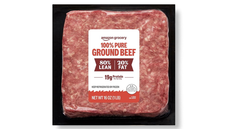 A package of amazon grocery brand ground beef
