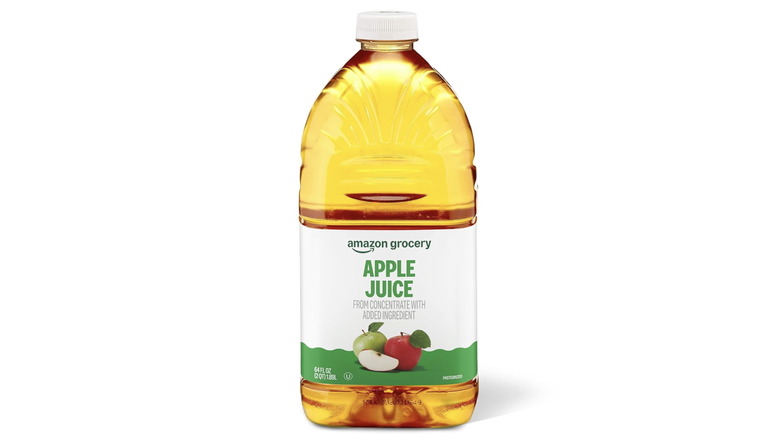 A bottle of top-rated Amazon Grocery apple juice