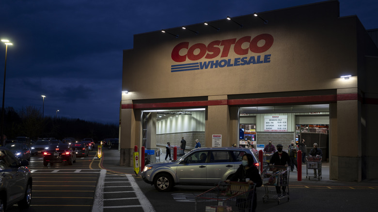 Exterior of Costco, night