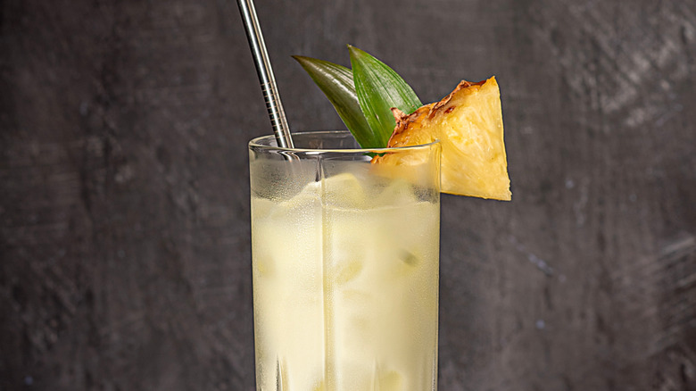 Pina colada rink with pineapple garnish