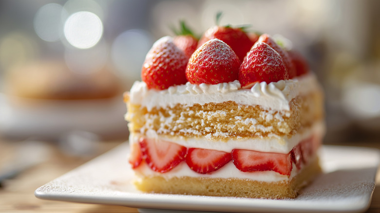 Strawberry shortcake on a plate