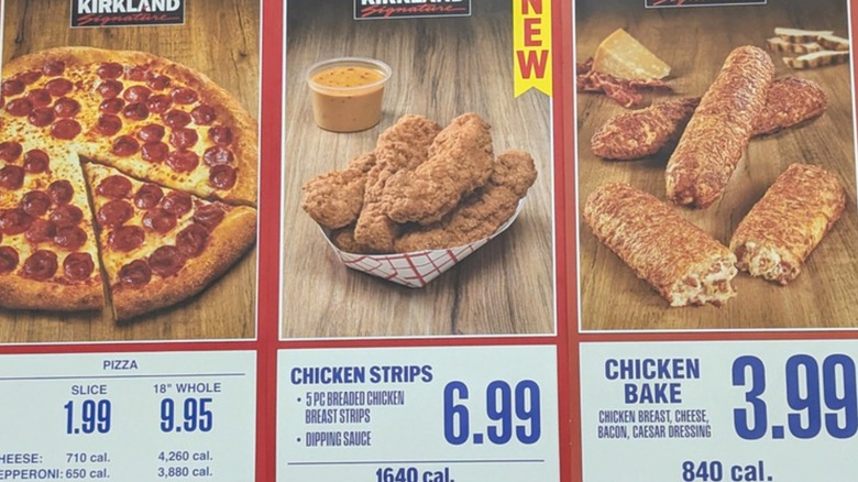 The menu photo for chicken strips at the Costco Food Court