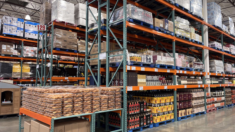 The interior of a Costco with croissants and liquor